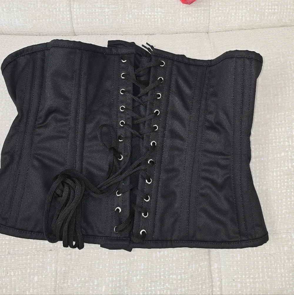 Heavy Duty Steel Boned Black Corset Waist Trainer - Picture 4 of 7